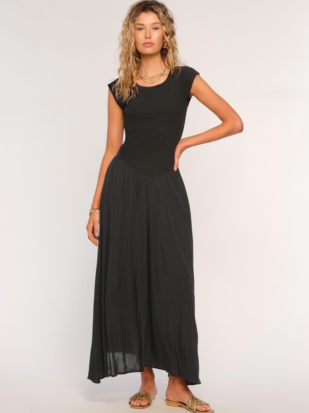 Heartloom Mora Black Maxi Dress Drop Waist